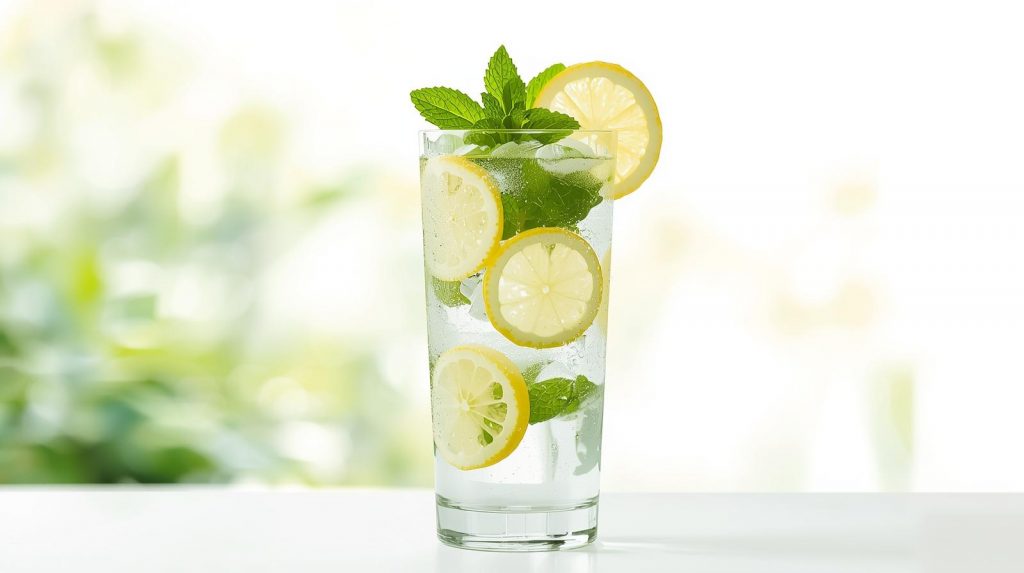 Fresh-glass-of-lemon-water-with-lemon-slices-mint-leaves