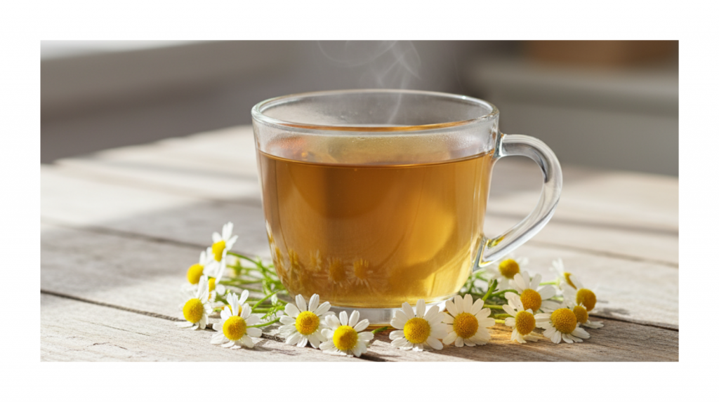 Chamomile tea as a traditional herbal remedy for indigestion and reflux